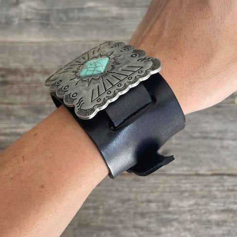 MADE TO ORDER - Genuine Leather Rectangle Boho Buckle Bracelet