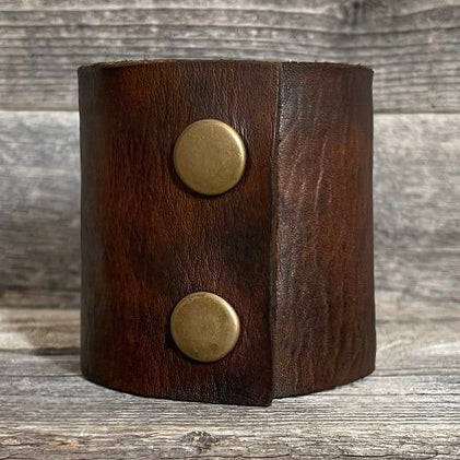 One of a Kind, Wide Leather Bracelet Genuine Black Botswana Stone