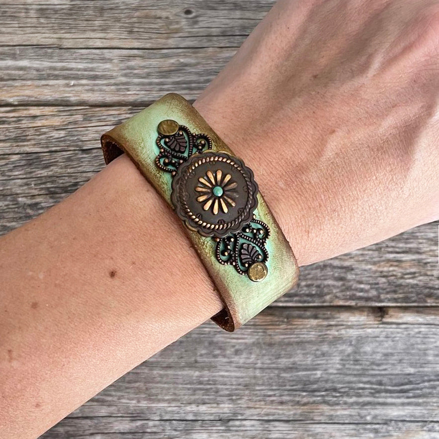 MADE TO ORDER - Distressed Aqua Leather Bracelet | Boho Accessories