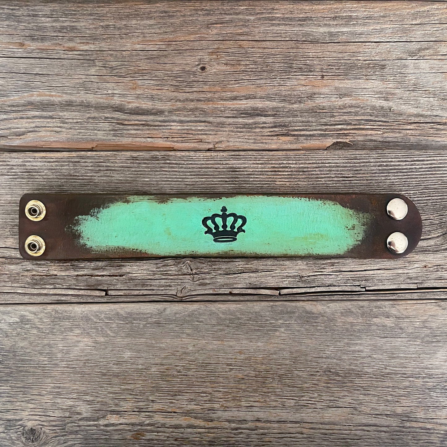 MADE TO ORDER - Queen Crown Vintage Leather Bracelet | Boho Bracelet