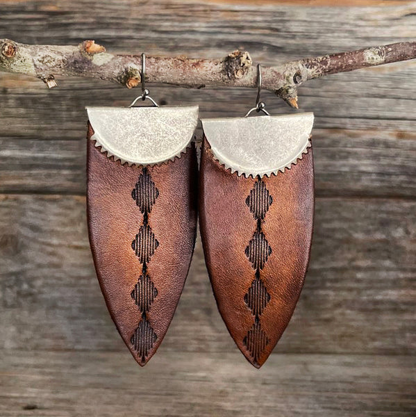 MADE TO ORDER - Silver Clasp Drop Leather Earrings