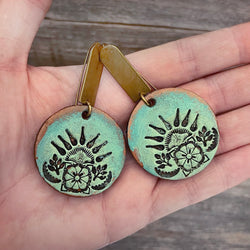 One of a Kind turquoise flower leather earrings | Bohemian Accessories