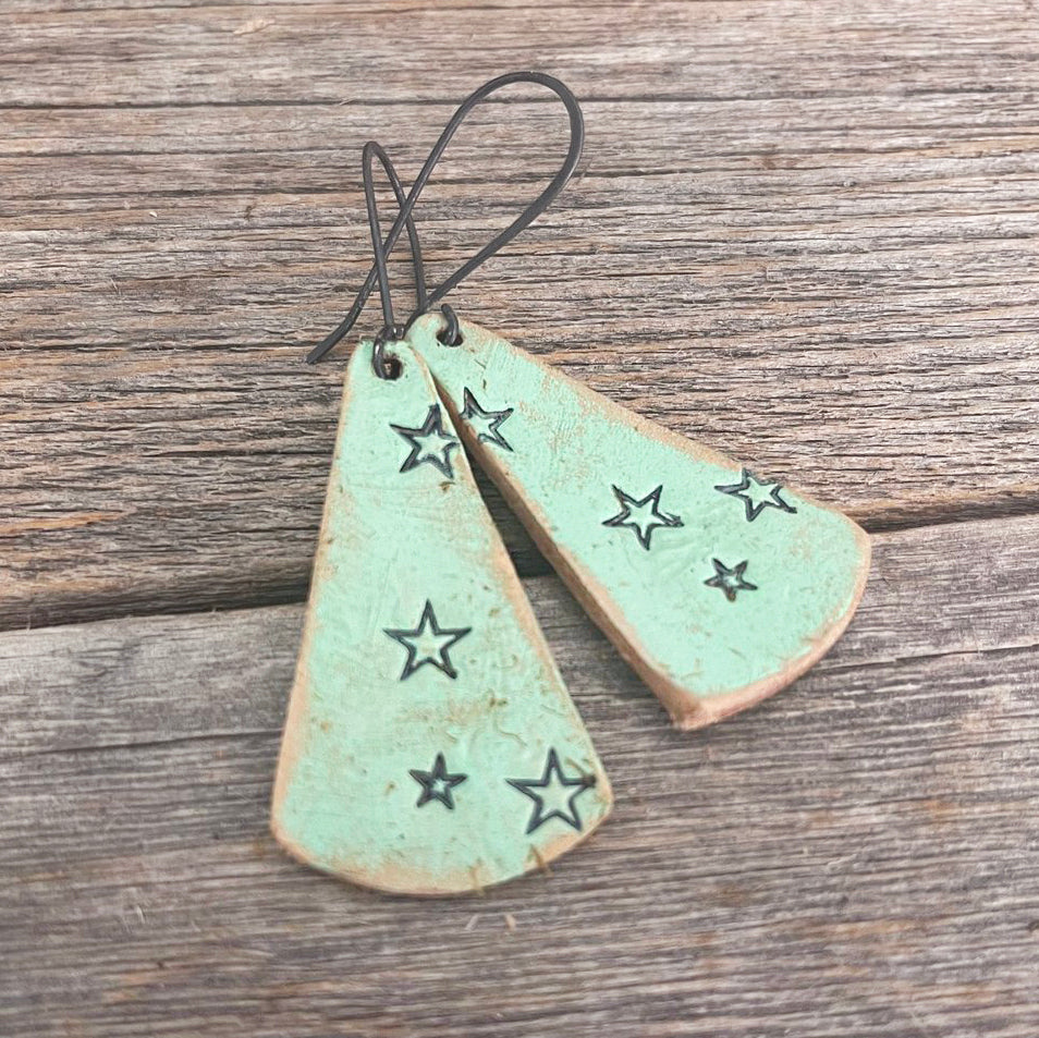 MADE TO ORDER - Sterling Silver/Aqua Leather Earrings | BOHO Earrings