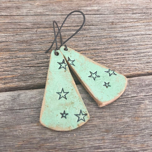 MADE TO ORDER - Sterling Silver/Aqua Leather Earrings | BOHO Earrings