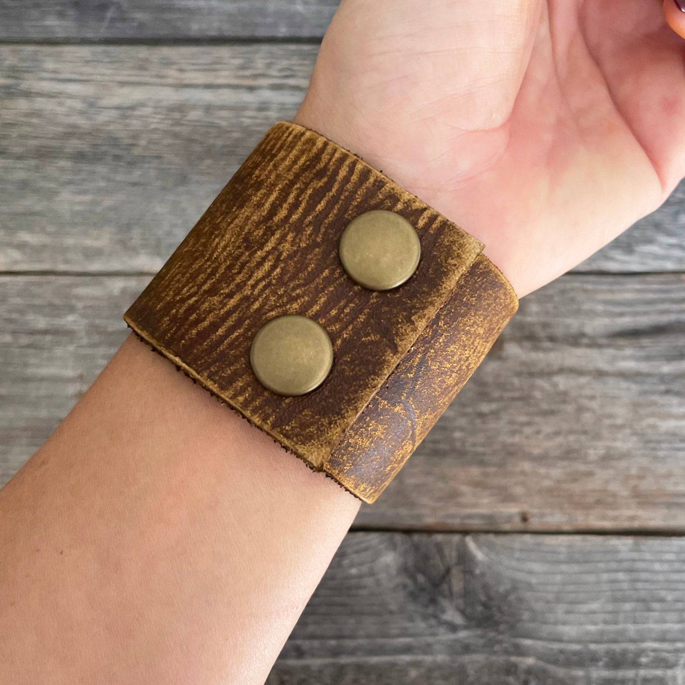 MADE TO ORDER - Genuine Leather Bracelet 3 Heart Pattern