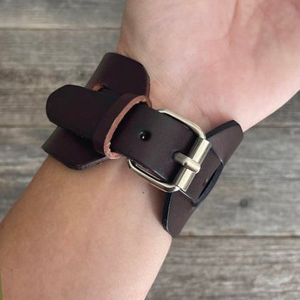 MADE TO ORDER - Genuine Leather Rectangle Boho Buckle Bracelet