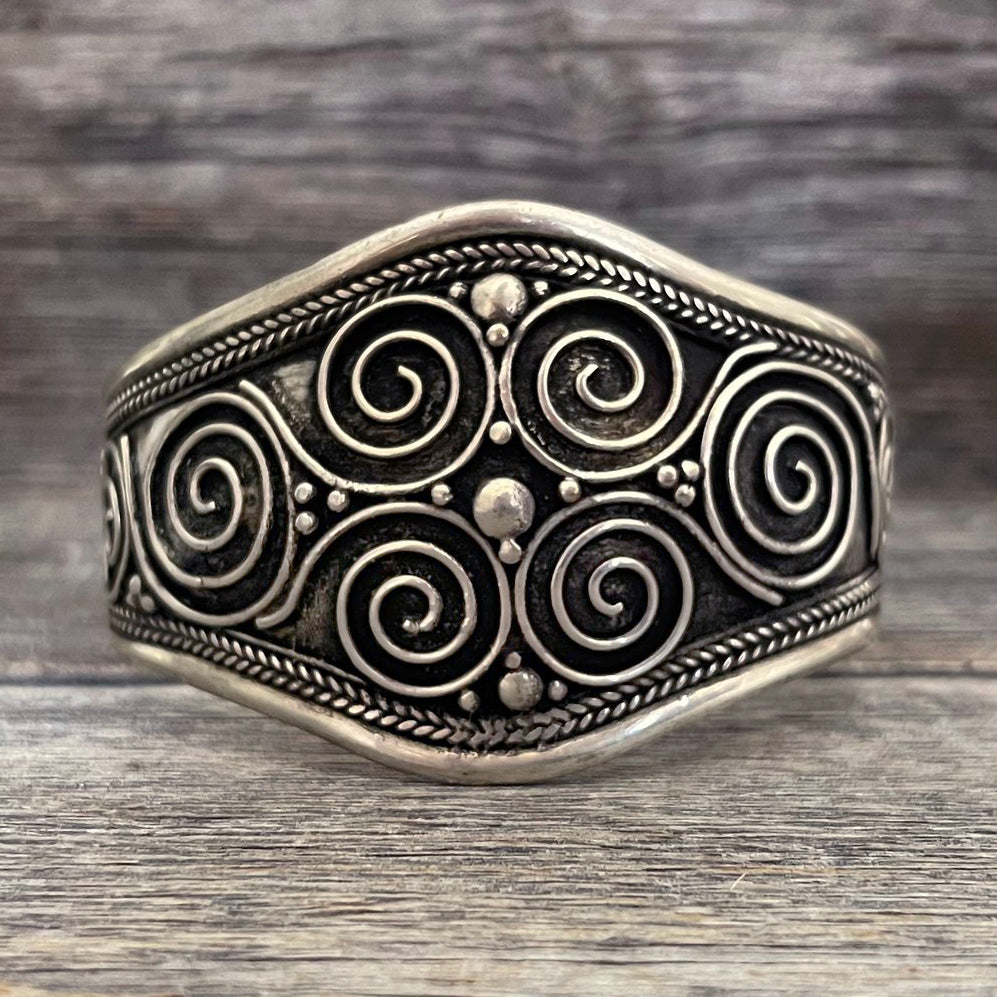 Tibetan Silver Hand Tooled Cuff Bracelet | Bohemian Charm