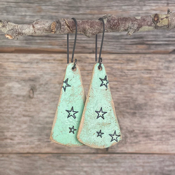 MADE TO ORDER - Sterling Silver/Aqua Leather Earrings | BOHO Earrings