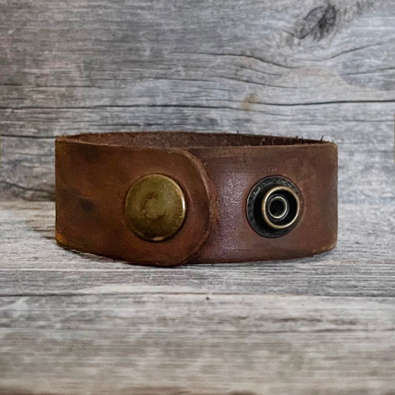 MADE TO ORDER - Ombre Leather Bracelet with Patina Concho