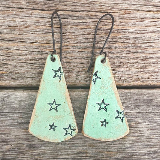 MADE TO ORDER - Sterling Silver/Aqua Leather Earrings | BOHO Earrings