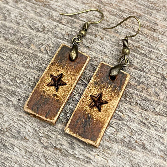 MADE TO ORDER - Small star drop boho leather earrings