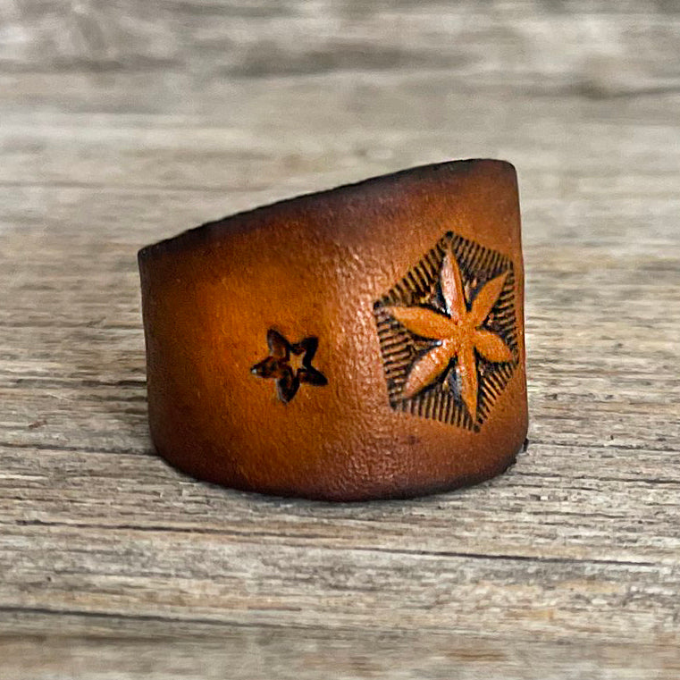 MADE TO ORDER - Light brown Ombre Star Leather Ring