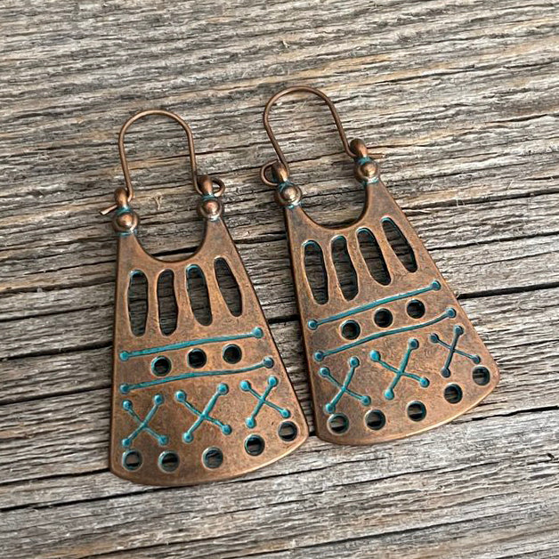 Turquoise Patina Copper Boho Earrings | Boho Accessories