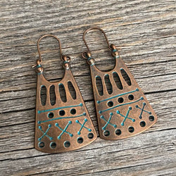 Turquoise Patina Copper Boho Earrings | Boho Accessories