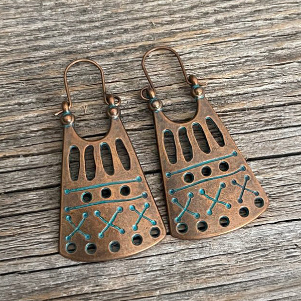 Turquoise Patina Copper Boho Earrings | Boho Accessories