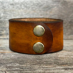MADE TO ORDER - Stamped Heart Brown Ombre Vintage Leather Bracelet | Boho Bracelet