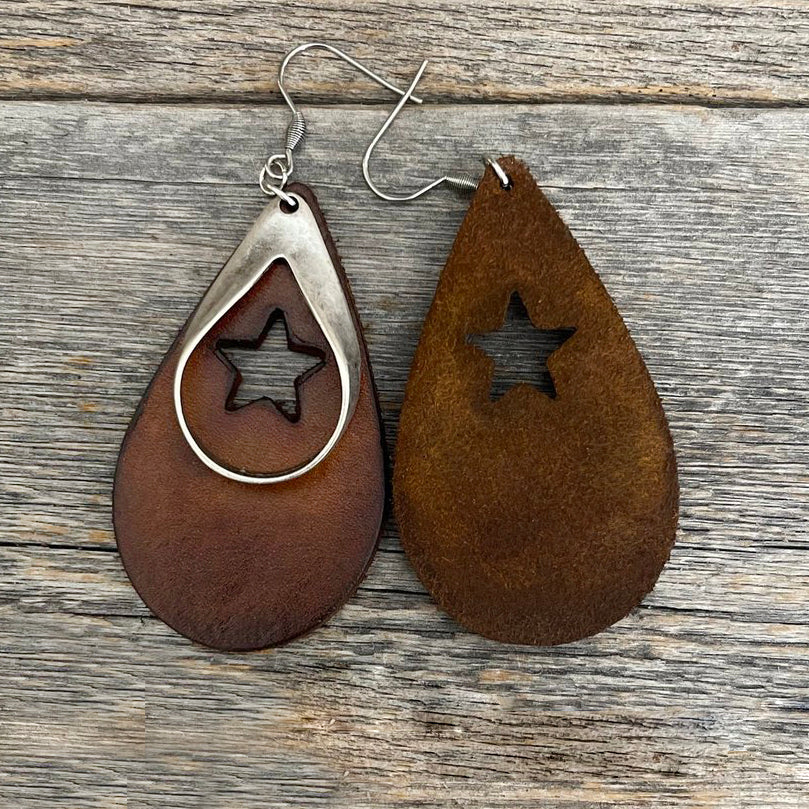 MADE TO ORDER - Star Die Cut Drop Leather earrings
