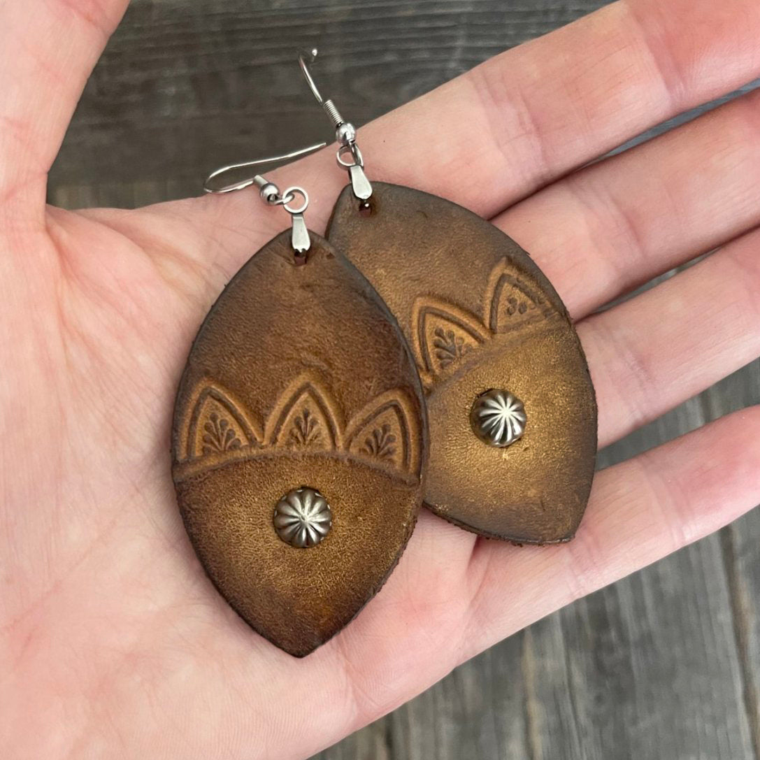 MADE TO ORDER - Leather Tone on Tone Rivet Earrings