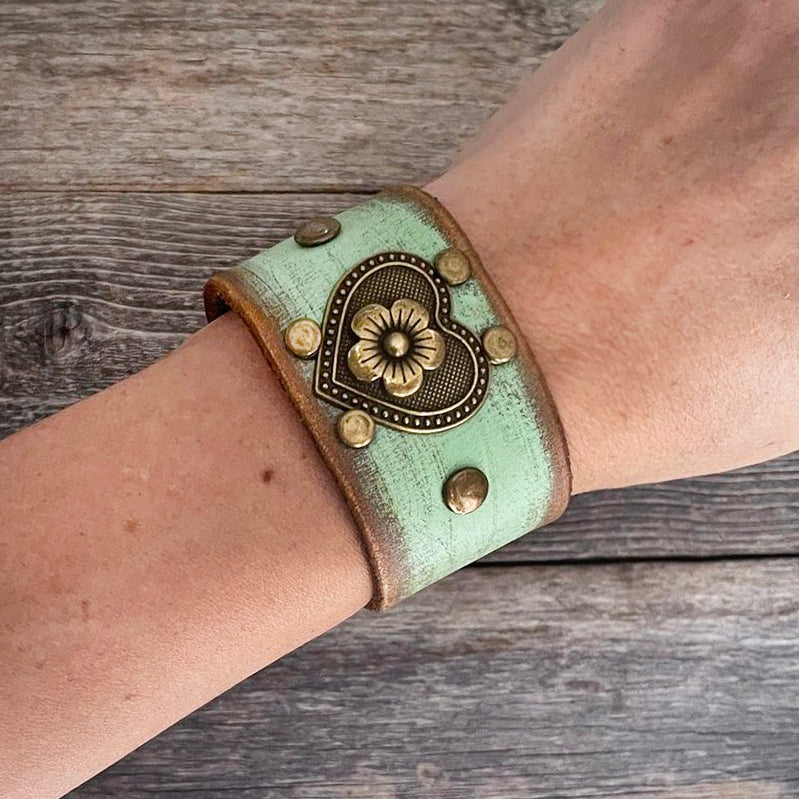 MADE TO ORDER - Distressed Aqua Leather Bracelet | Boho Accessories