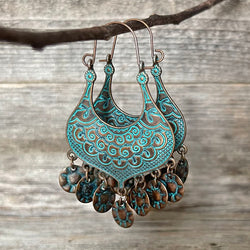 Turquoise Patina Copper Boho Earrings | Boho Accessories