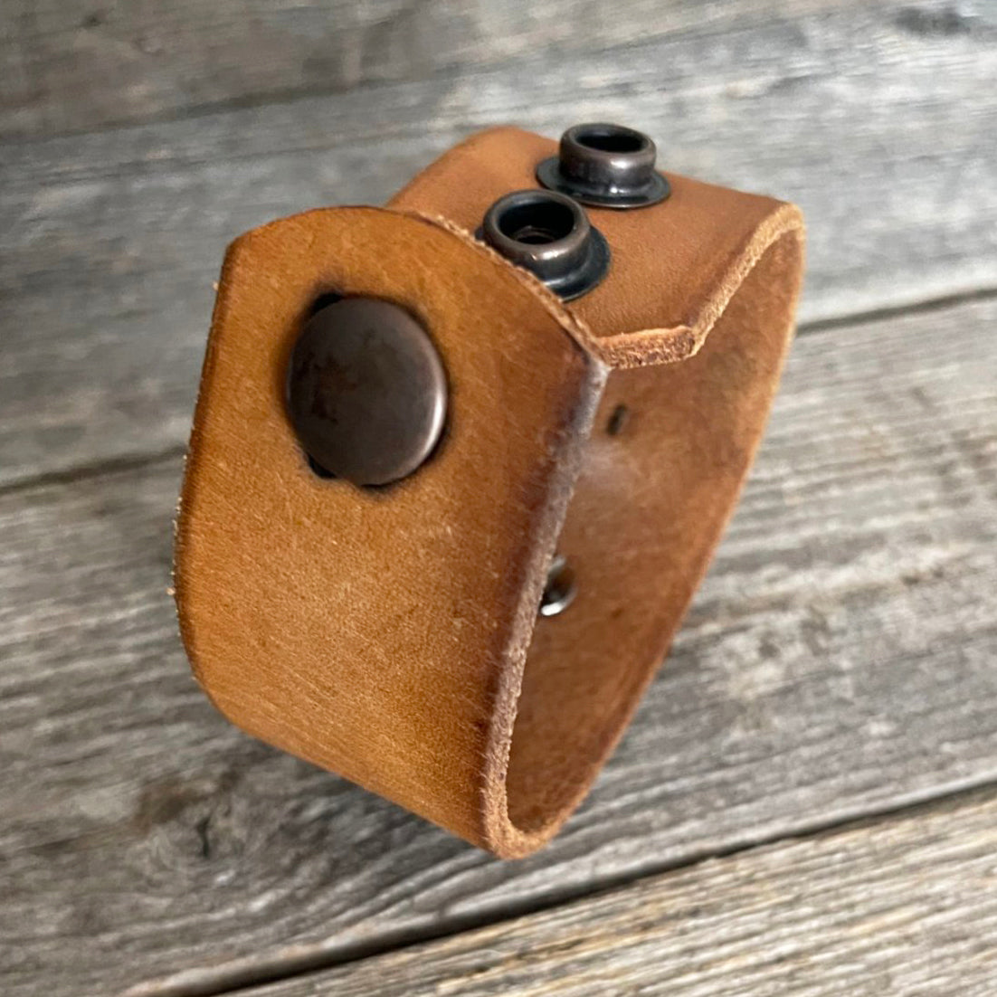 One of a kind Leather Bracelet with Flower Copper Concho