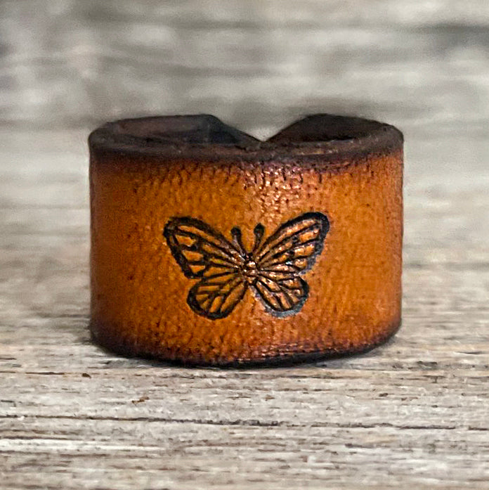 MADE TO ORDER - Light Caramel Brown Butterfly Leather Ring