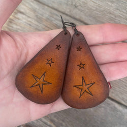 MADE TO ORDER - 3 Stars Drop Leather Earrings | Boho Accessories