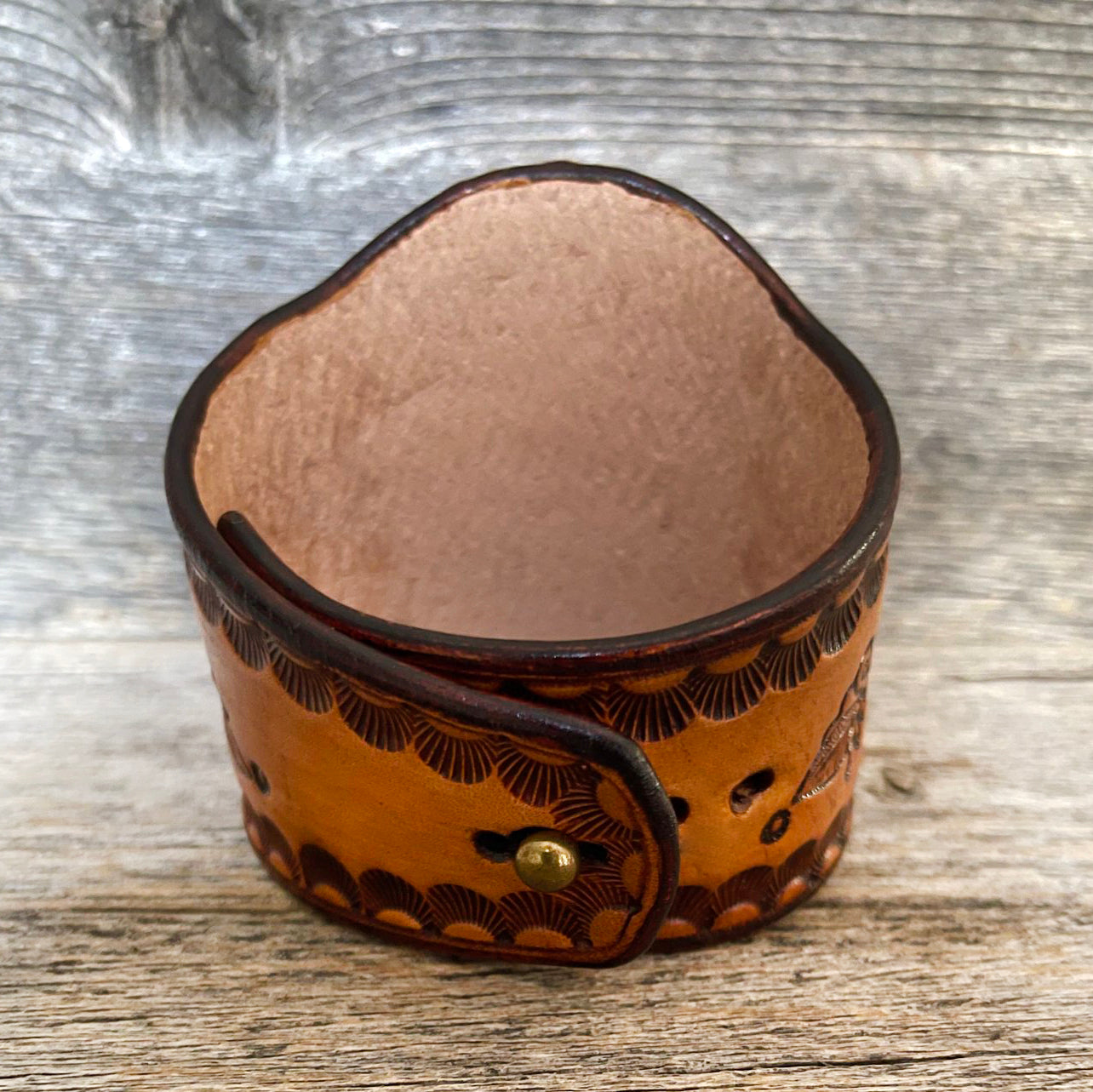 One of a Kind Leather Bracelet with Banded Agate Stone