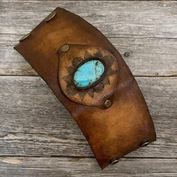 One of a Kind, Leather Bracelet Arizona Turquoise Stone