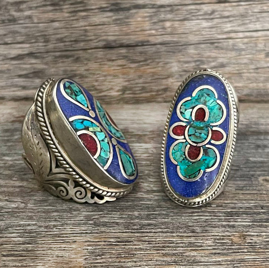 Lapis Tibetan Silver Ring | Elegant Bohemian Style Ring