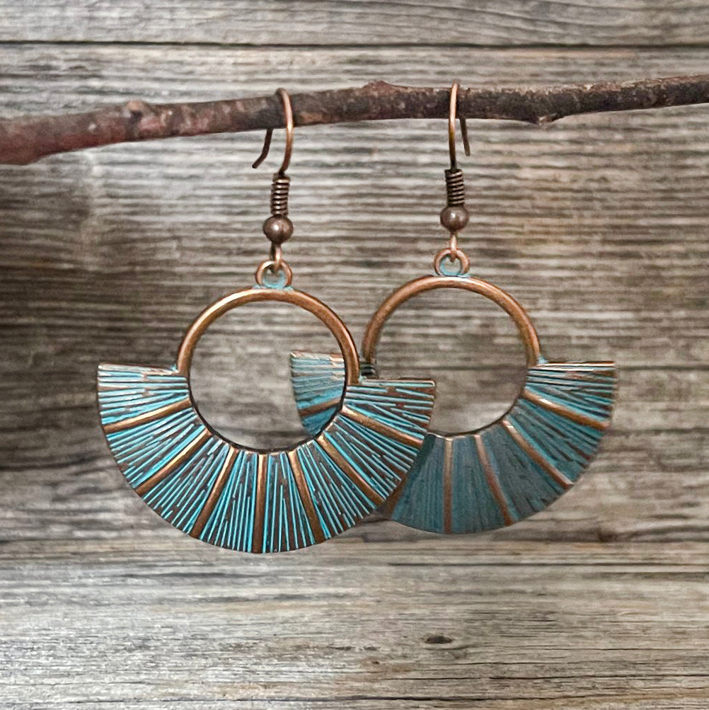 Turquoise Patina Copper Boho Earrings | Boho Accessories