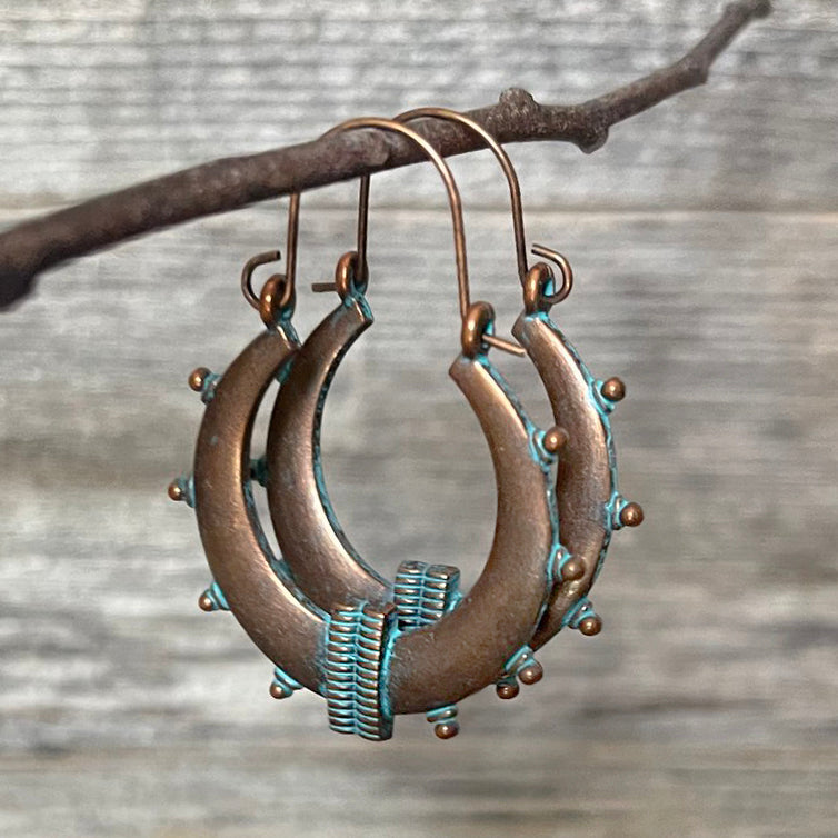 Turquoise Patina Copper Boho Earrings | Boho Accessories