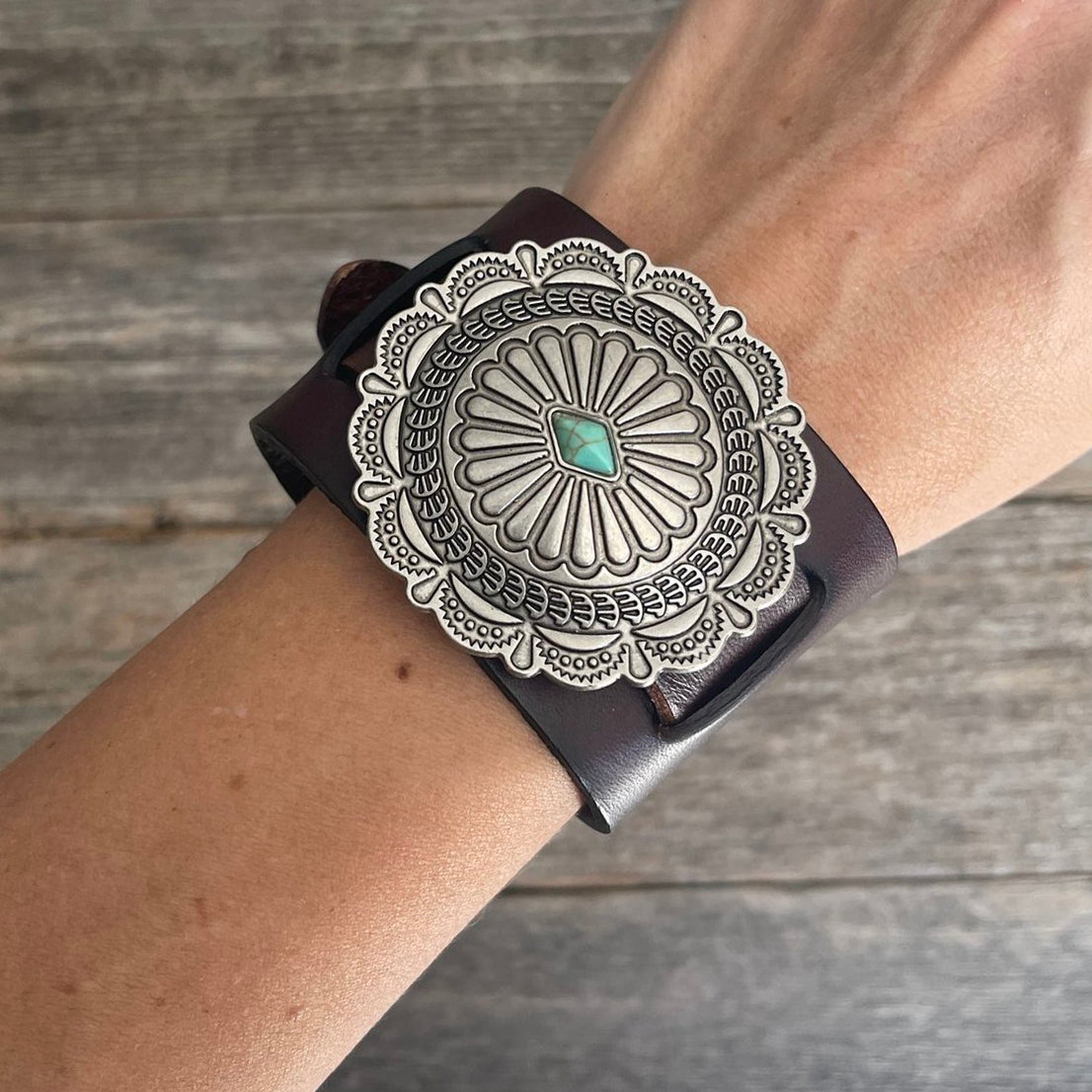 MADE TO ORDER - Genuine Leather Round Boho Buckle Bracelet