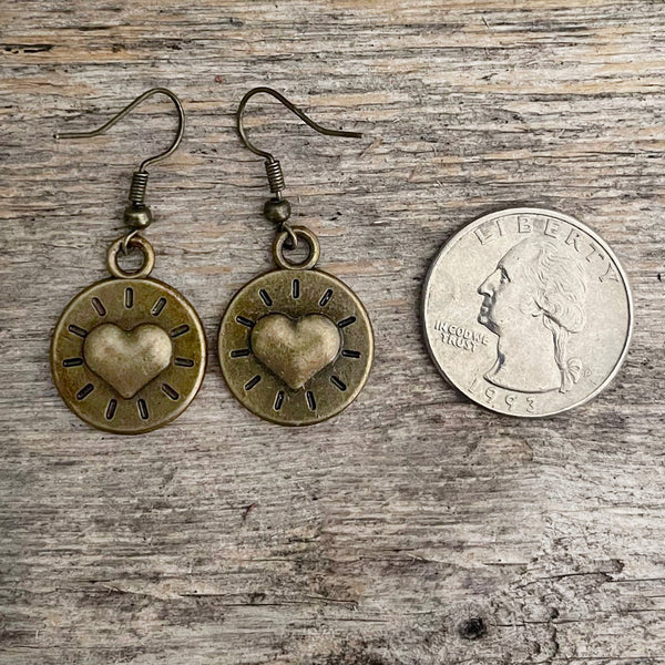 Christian Small Heart Drop Earrings | Boho Earrings