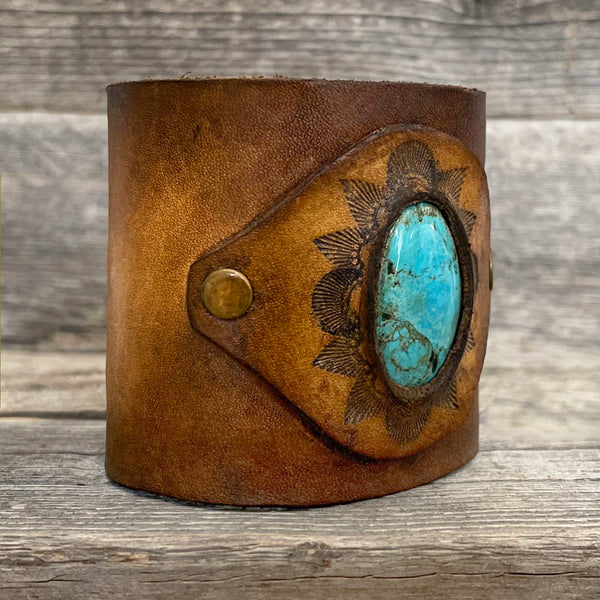 One of a Kind, Leather Bracelet Arizona Turquoise Stone