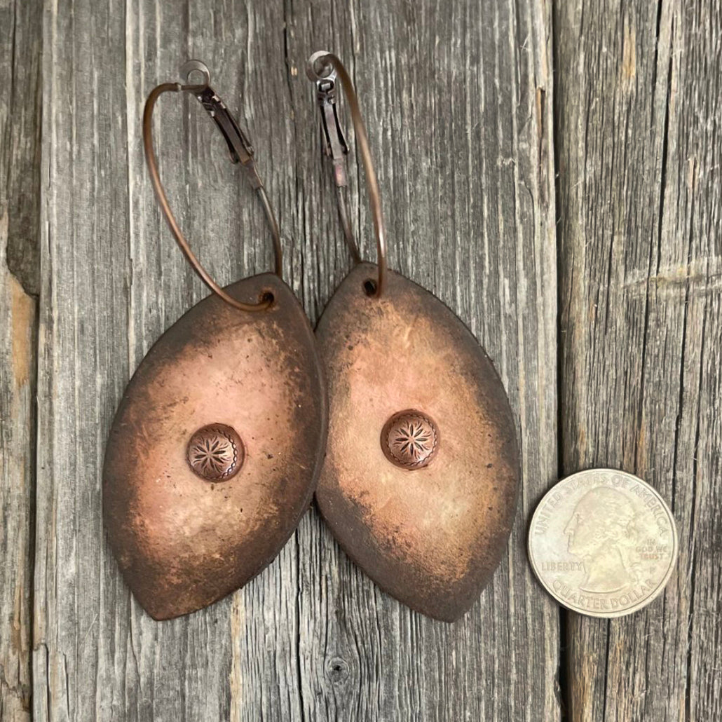 MADE TO ORDER - Leather Drop Hoop Cooper Earrings | Boho Accessories