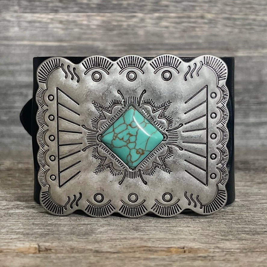 MADE TO ORDER - Genuine Leather Rectangle Boho Buckle Bracelet