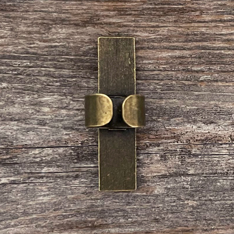 MADE TO ORDER - Antique Brass Strip Leather Inlay Ring