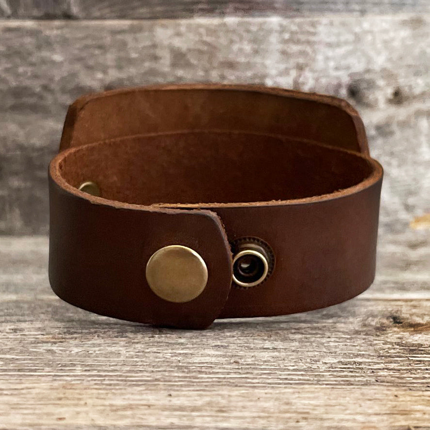 MADE TO ORDER - Genuine Leather Bracelet with Tooled Fox Design