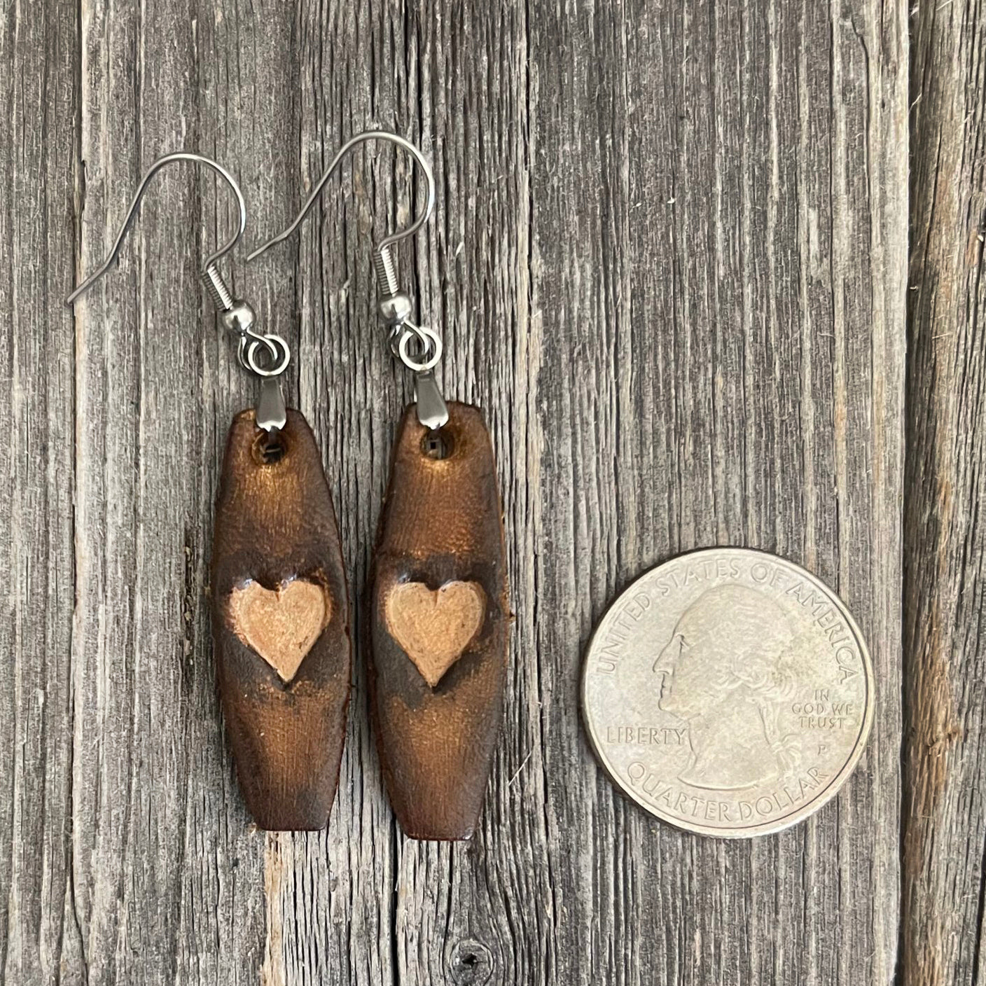 MADE TO ORDER - Genuine Leather Heart Drop Boho Earrings