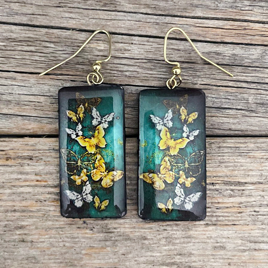 Handmade Butterfly high quality Earrings | Folk Flowers | Nickel Free Hypoallergenic | Polymer Clay Earrings