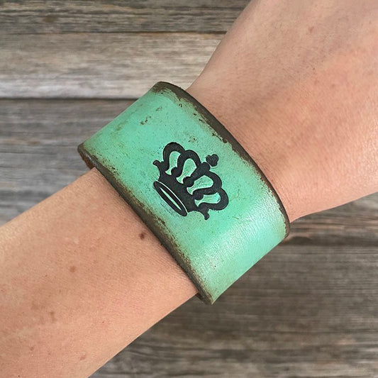 MADE TO ORDER - Queen Crown Vintage Leather Bracelet | Boho Bracelet