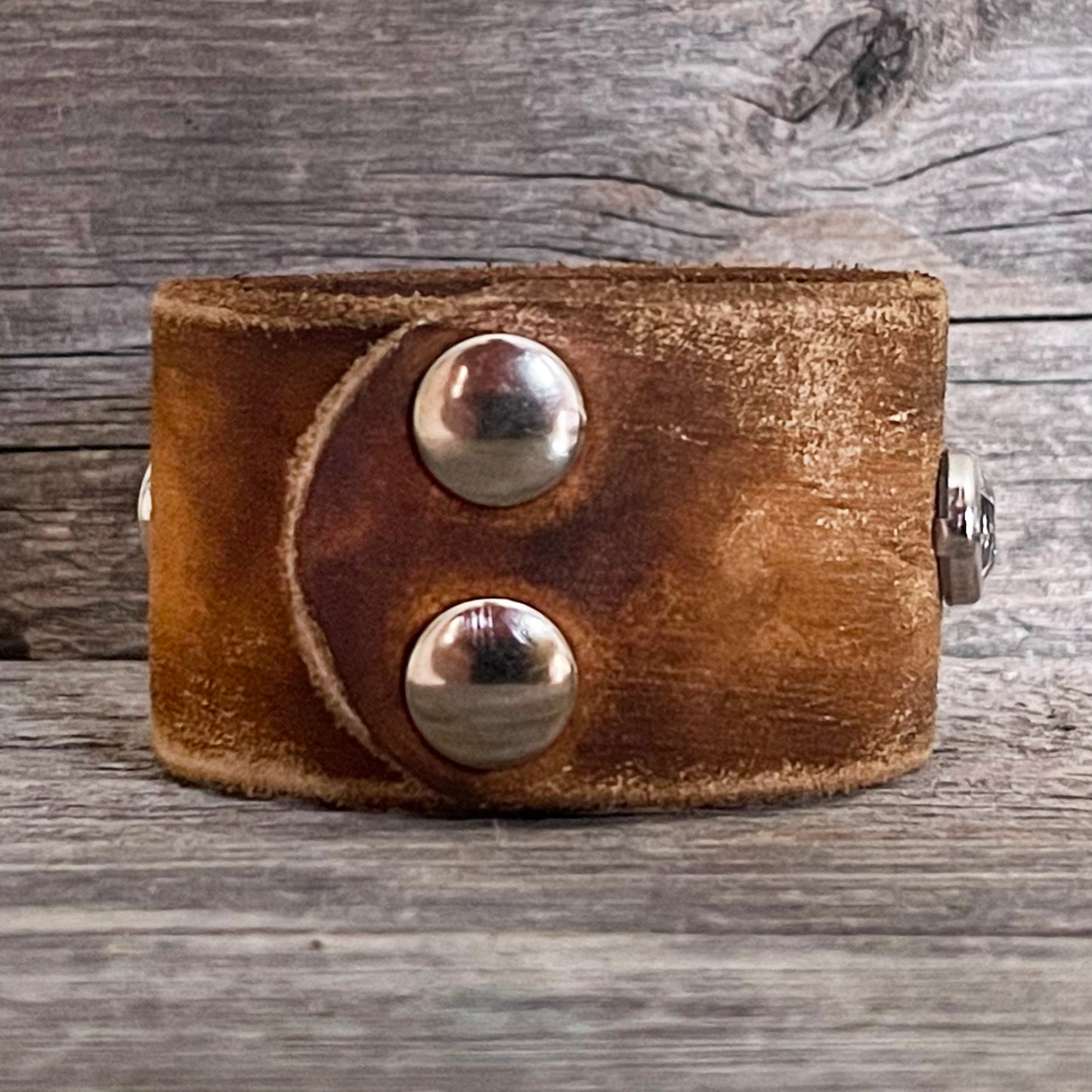 MADE TO ORDER - Genuine Tanned Leather Heart Concho Bracelet