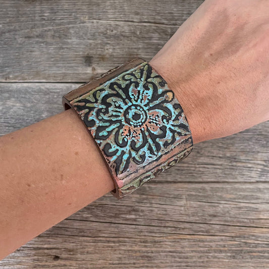 Poly Clay Hand Tooled Cuff Bracelet | Boho Accessories