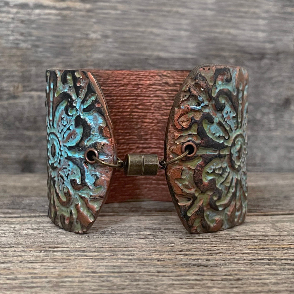 Poly Clay Hand Tooled Cuff Bracelet | Boho Accessories