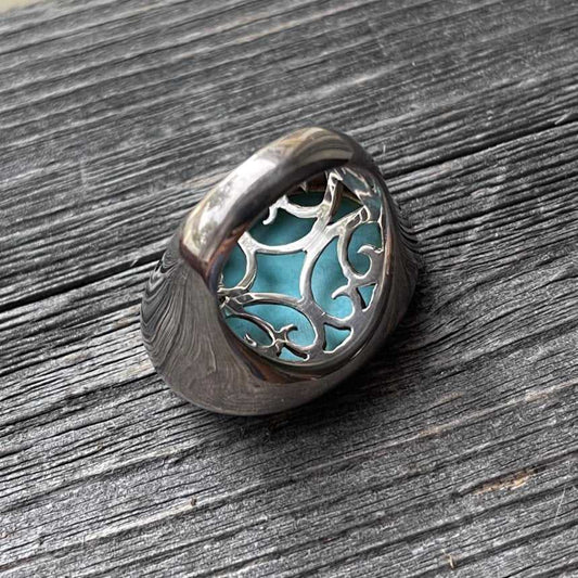 One Of A Kind, Real Kingman Turquoise And 925 Silver Vintage Ring, Handcrafted In Mexico – Brand New!