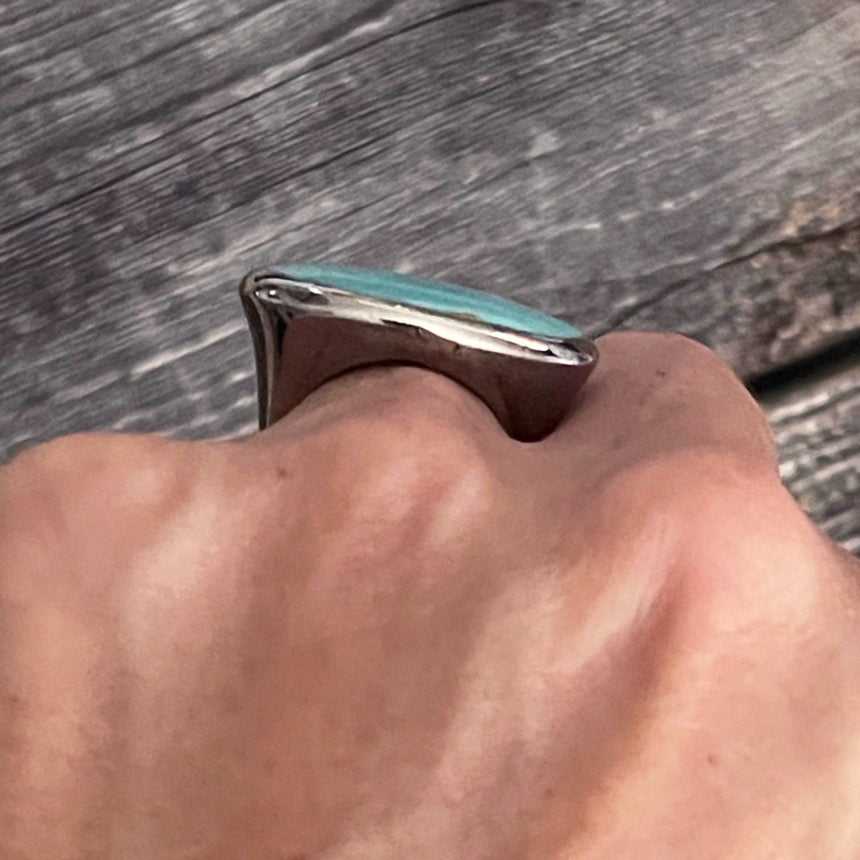 One Of A Kind, Real Kingman Turquoise And 925 Silver Vintage Ring, Handcrafted In Mexico – Brand New!