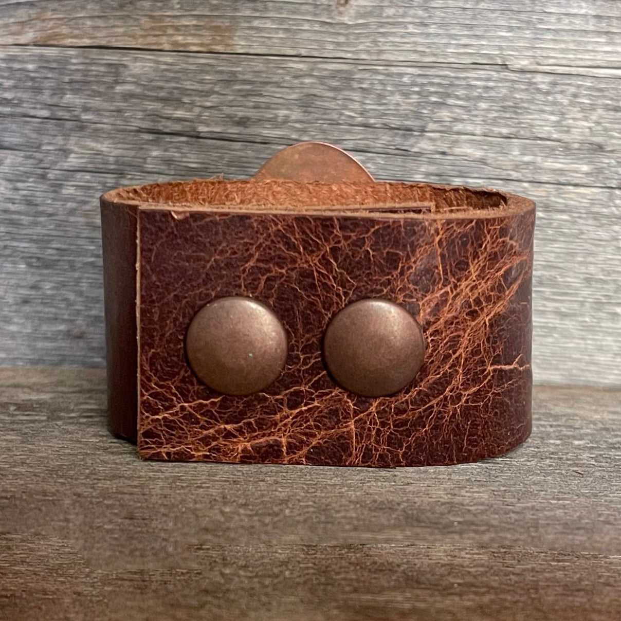 One of a kind genuine brown leather and drop-shaped Crazy Lace agate statement bracelet