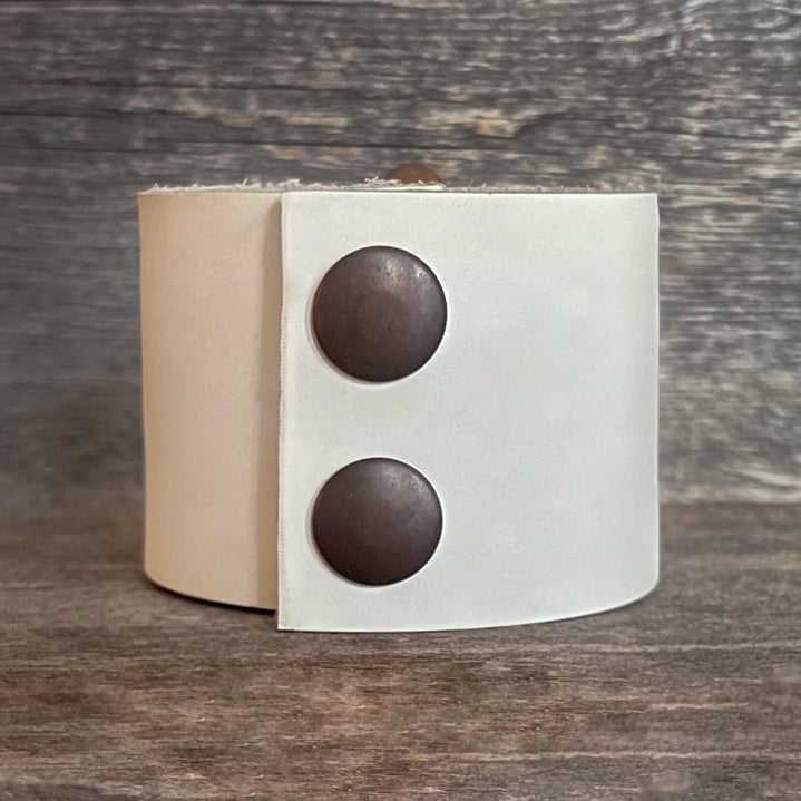 One of a kind genuine white leather and drop-shaped Tibetan turquoise statement bracelet