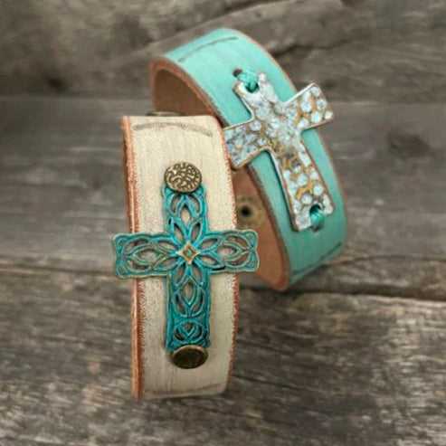 Leather faith store bracelet